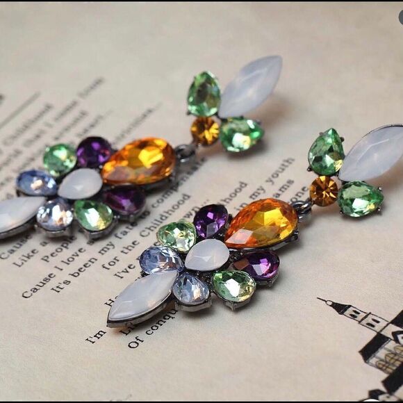 🌺 New stunning rhinestone drop dangle earrings 🌺 - Picture 3 of 3